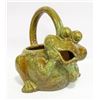 Image 1 : LARGE GREEN FROG PLANTER WITH HANDLE, 13 X 13 IN