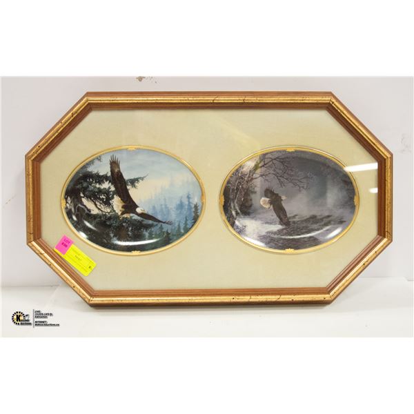 2 EAGLE PLATES FRAMED