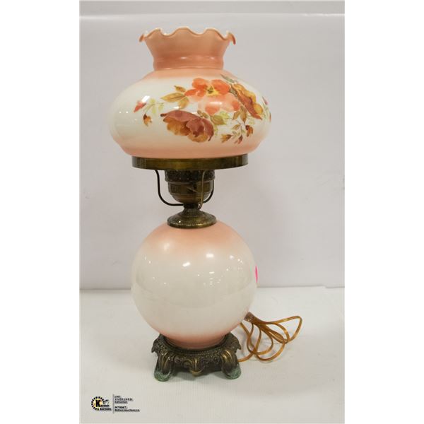 VINTAGE PORCELIN LAMP WITH PORCELIN SHADE