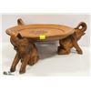 Image 1 : 20" TABLE WITH 3 LUCKY ELEPHANTS HANDCARVED