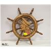 Image 1 : 18" HANDCARVED SHIPS WHEEL WITH CAPTAINS BUST