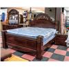 4 PIECE KING SIZE FAUX MARBLE & WOOD KING SIZE BED