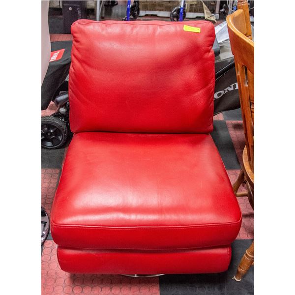 RED LEATHER SWIVEL OCCASIONAL CHAIR