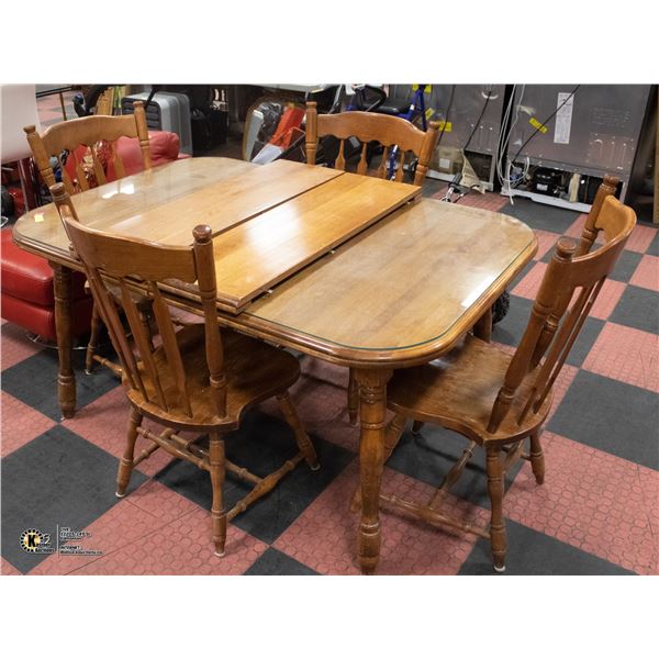 SOLID WOOD VINTAGE TABLE WITH 4 CHAIRS, INCLUDES 2