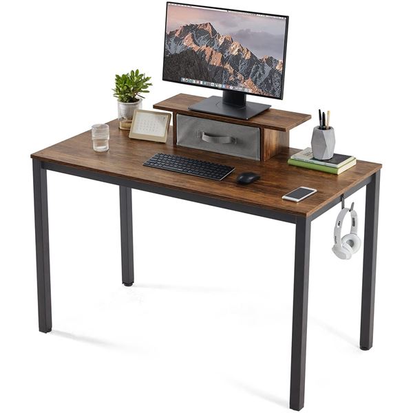 NEW RUSTIC BROWN BLACK FRAME HOME OFFICE DESK