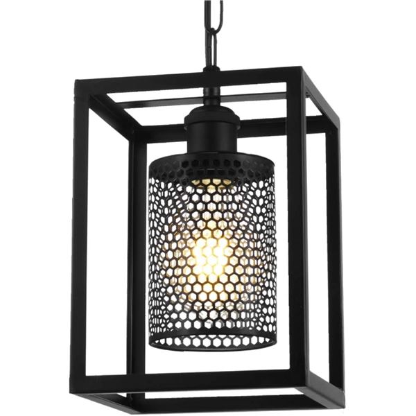 NEW BLACK INDUSTRIAL STYLE METAL MESH PENDANT