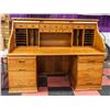 Image 1 : SOLID OAK 6 FT WIDE ROLL TOP DESK