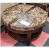 Image 1 : FAUX MARBLE COFFEE TABLE 38" X 38" X 23" ONE SIDE