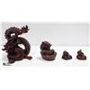 4 PIECE ORIENTAL DRAGON & ELEPHANT SET