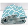 Image 1 : NEW 60 X 84" AQUA/WHITE PATIO BEACH MAT, WOVEN