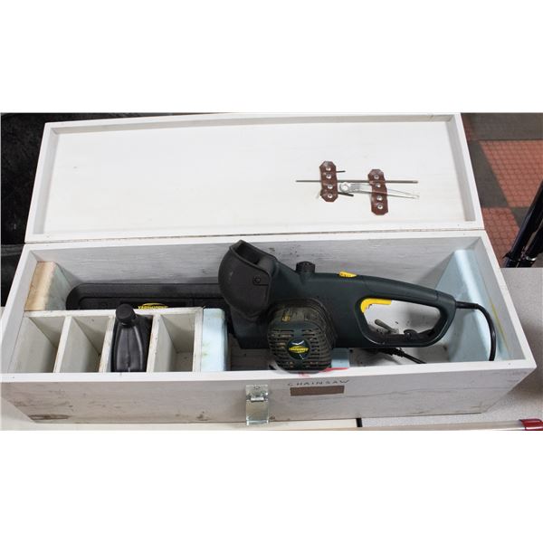 YARDWORKS 14" ELECTRIC CHAINSAW WITH WOOD CASE