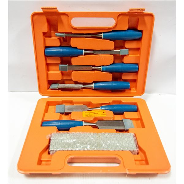 NEW WOOD CHISEL SET COMPLETE W/SHARPENING STONE