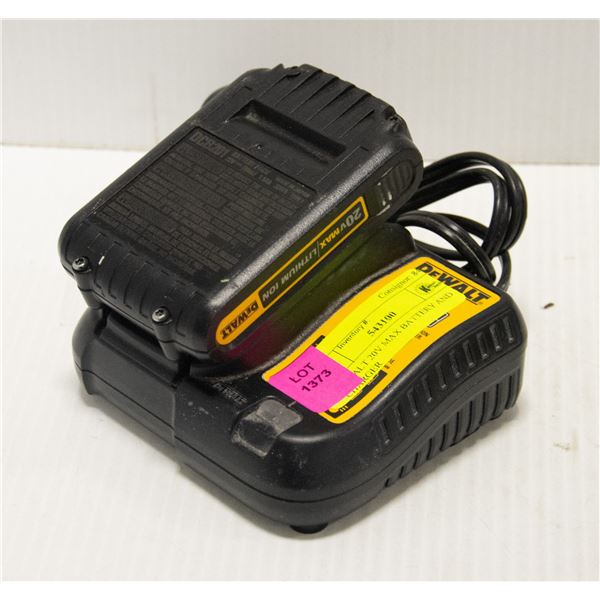 DEWALT 20V MAX BATTERY AND CHARGER