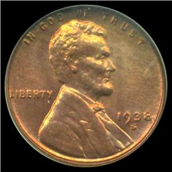 1938S Lincoln Cent Graded Red GEM (COI-3843)