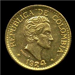 1924 Colombia 5 Pesos Gold Choice+ BU (COI-786)