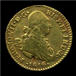 1816 Colombia Gold Escudo Hi Grade (COI-788)