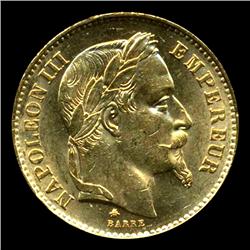 1870A France Napoleon Gold 20 Franc Choice Unc (COI-703)