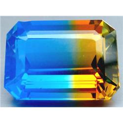 20.60ct. Nice Emerald Cut Blue Orange Ametrine RETAIL $1500 (GEM-2749)