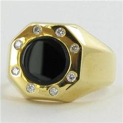 .1ct VS1 Diamond Black Onyx Mens New 18k Gold Ring (JEW-1125)