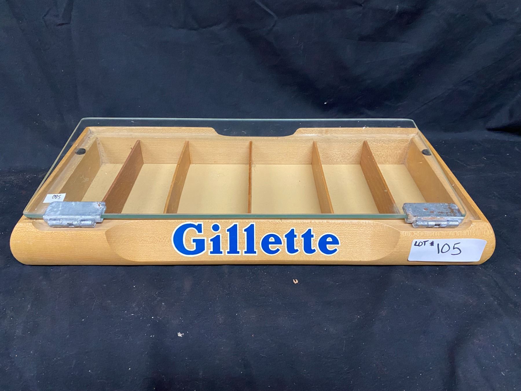 VINTAGE GILLETTE RAZORS COUNTER TOP STORE DISPLAY CASE
