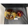 Image 2 : TWO VINTAGE PIECES BOHEMIAN CRYSTAL W/HEAVY GOLD AND ENAMEL FLOWERS