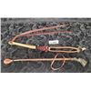 Image 1 : HORSE QUIRT W/BRAIDED RAWHIDE & RIDING CROP W/CARVED HORN HANDLE