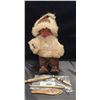 Image 1 : VINTAGE ESKIMO DOLL & ASSORTED CARVED BONE SEWING INSTRUMENTS