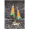 Image 2 : TIFFANY STYLE TRUMPET FLOWER STAINED GLASS LAMP