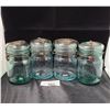 Image 1 : FOUR ANTIQUE COLOURED GLASS SEALER JARS