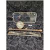 Image 1 : ANTIQUE BUGGY WINDSCREEN, HAND PUMP &LIGHT