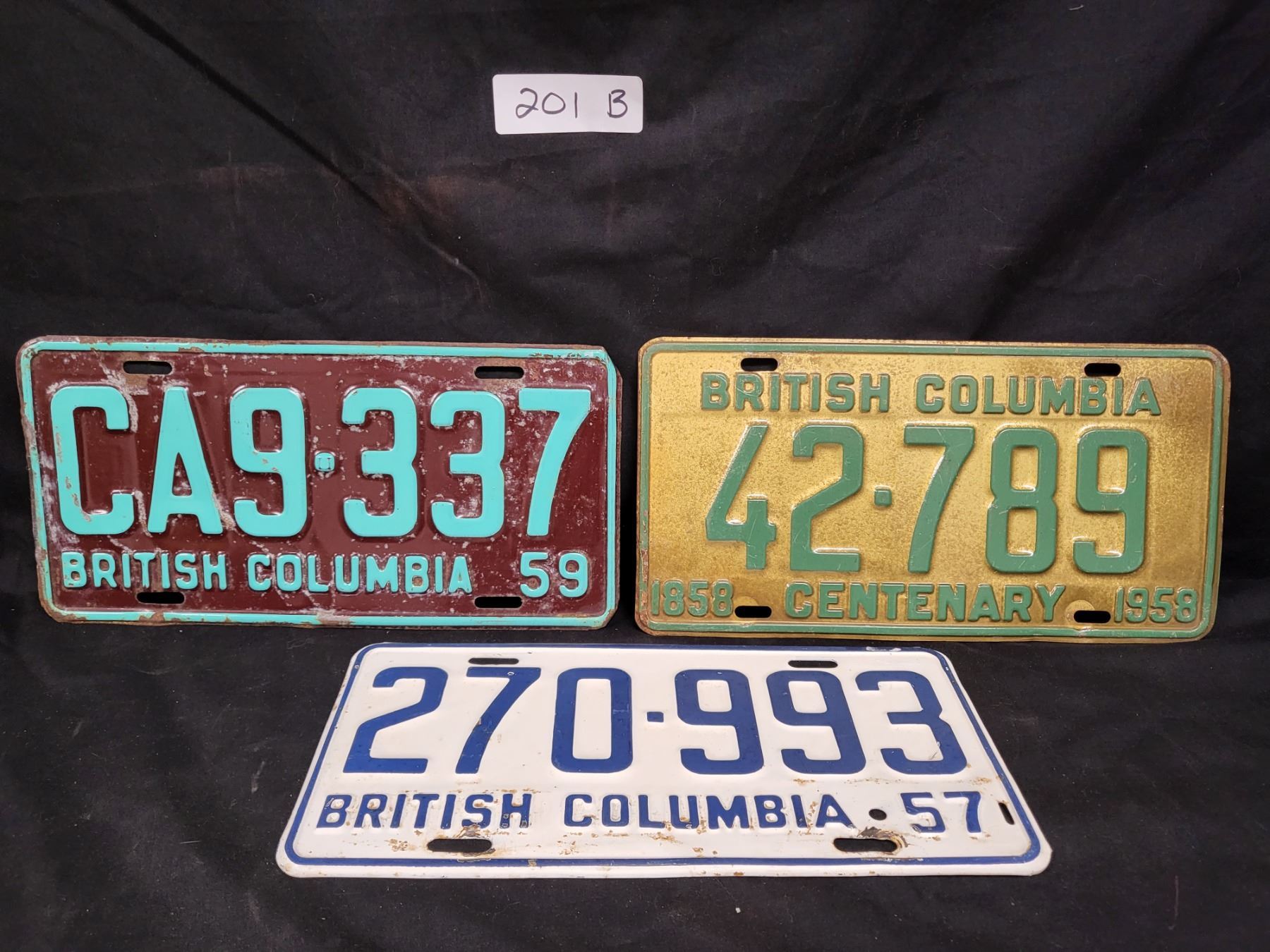 1957, 1958, 1959 BC LICENSE PLATES