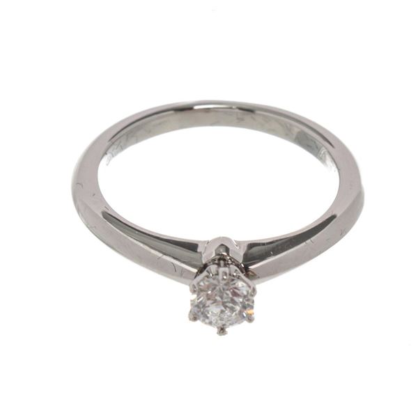 Tiffany  Co. Silver Diamond Solitaire Ring