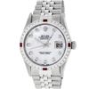 Image 2 : Rolex Mens Stainless Steel MOP Diamond & Ruby 36MM Datejust