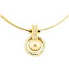 0.61 ctw Diamond and Pearl Pendant And Chain - 18KT Yellow Gold