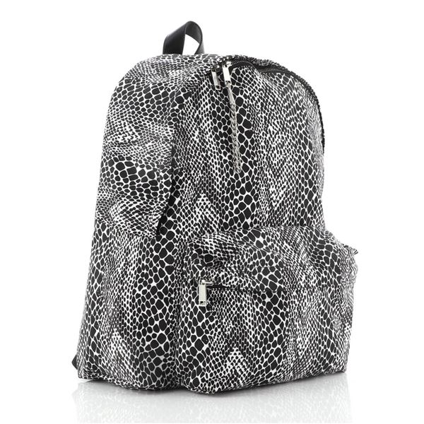 Celine Zip Around Backpack Printed Canvas Medium Black, Print, White