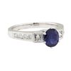 Image 1 : 1.51 ctw Sapphire and Diamond Ring - 18KT White Gold