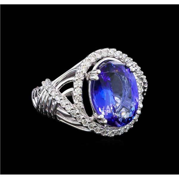 14KT White Gold 6.77 ctw Tanzanite and Diamond Ring