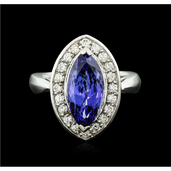 14KT White Gold 4.01 ctw Tanzanite and Diamond Ring