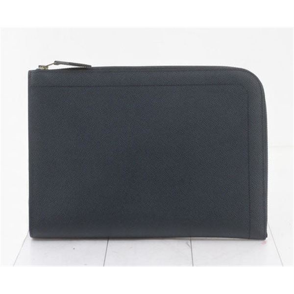 Hermes Bleu Indigo Leather Zip Computer Laptop Sleeve Case