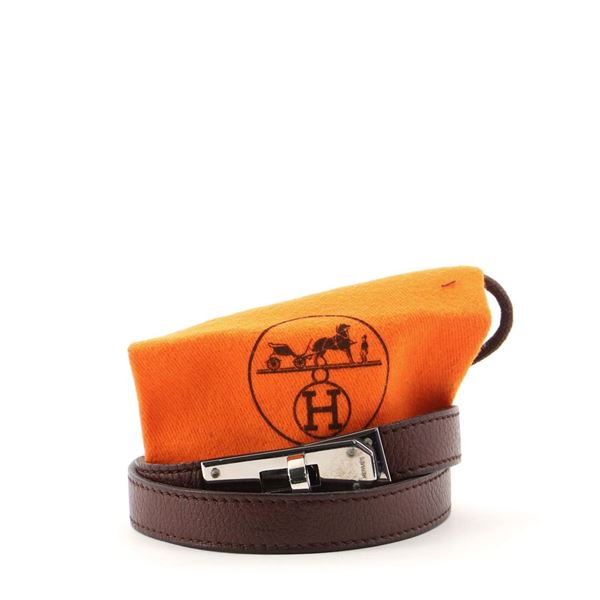 Hermes Kelly Double Tour Bracelet Leather Brown