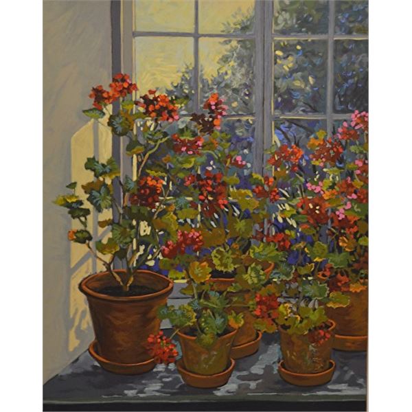 Geraniums by John Powell on paper