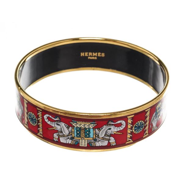 Hermes Enamel Torana Elephants Bracelet