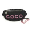 Image 1 : Chanel Black Pink Printed Canvas Coco Waist Bag
