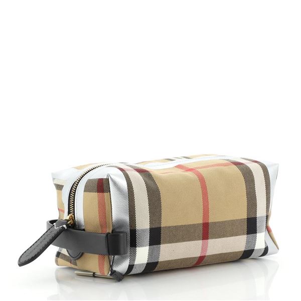 Burberry Toiletry Pouch House Check Canvas Brown, Print