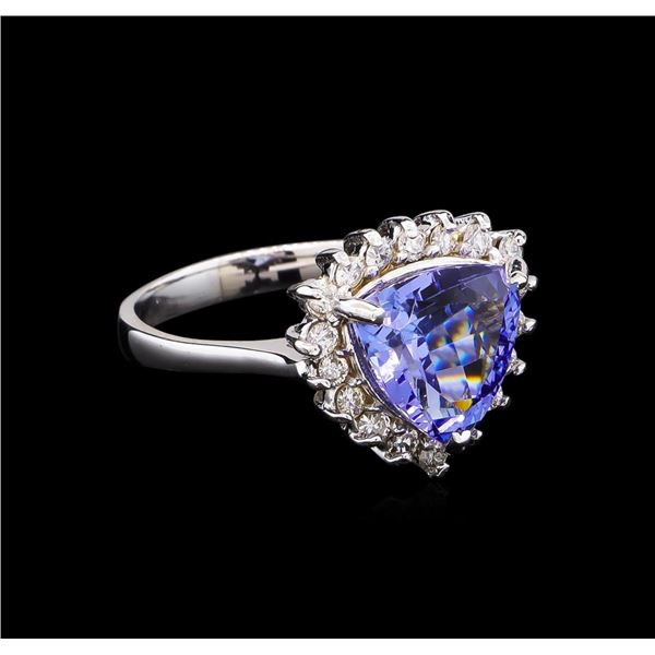 3.72 ctw Tanzanite and Diamond Ring - 14KT White Gold