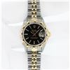 Image 3 : Rolex Ladies 2 Tone Black Index & Pyramid Diamond Oyster Perpetual Datejust Wris