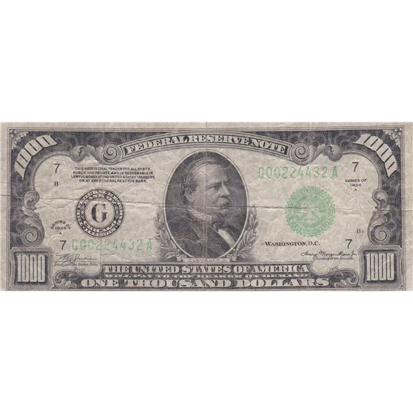 1934A $1000 Federal Reserve Note