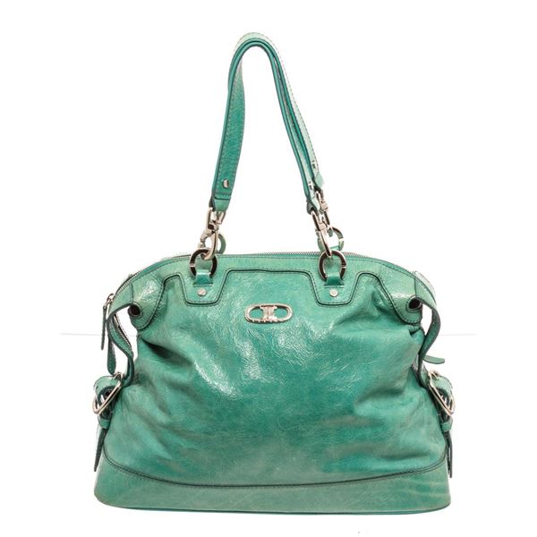 Celine Green Leather Shoulder Bag