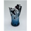 Santana Art Glass sculpted Floral Vase in shades of blue