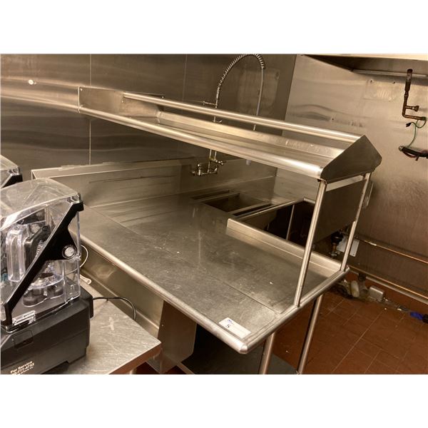 QUEST STAINLESS STEEL COMMERCIAL U-SHAPED WASH SINK WITH POT RACK, SINGLE SINK, FAUCET / RINSE WAND